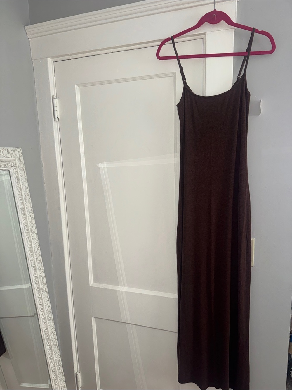 Women's Brown Cotton Slip Dress - Classic Minimalist Style